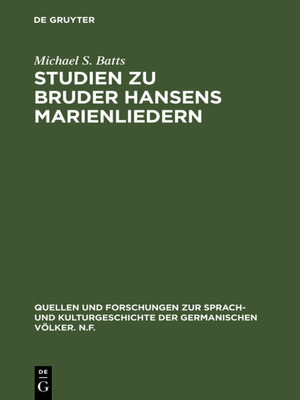 cover image of Studien zu Bruder Hansens Marienliedern